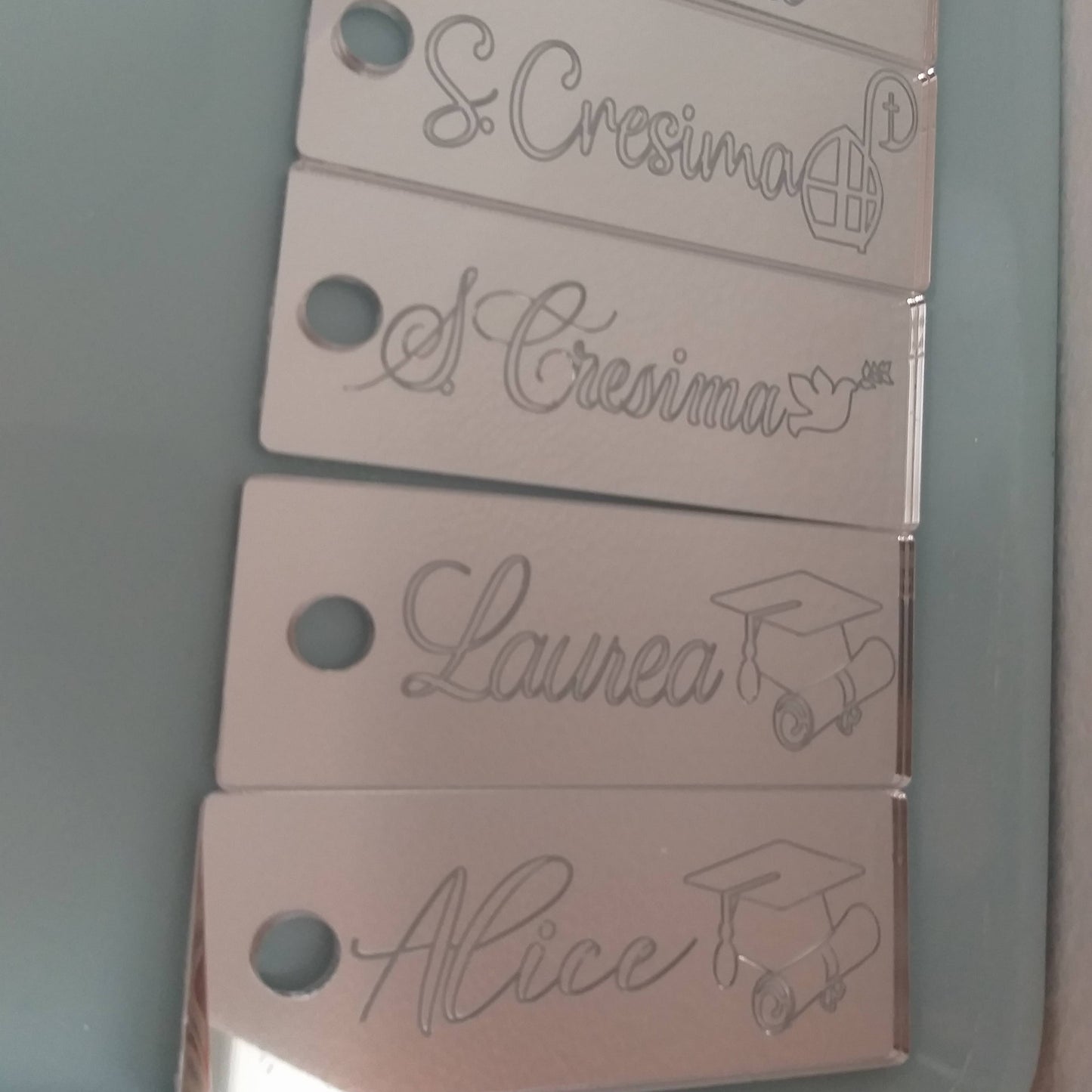 Tag e segnaposto in plexiglass specchiato 3 mm