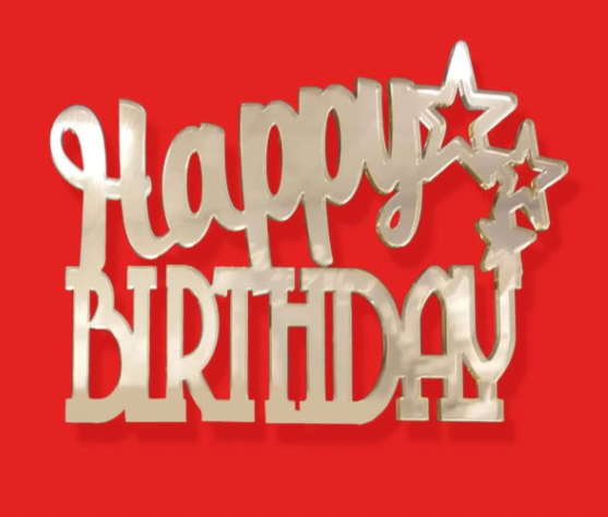 Cake topper happy birthday con stelline
