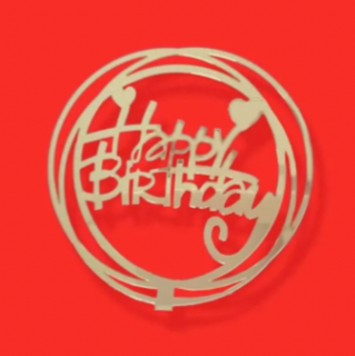 Cake topper happy birthday nei cerchi