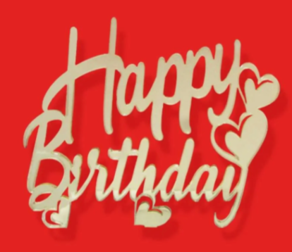 Cake topper happy birthday con cuori