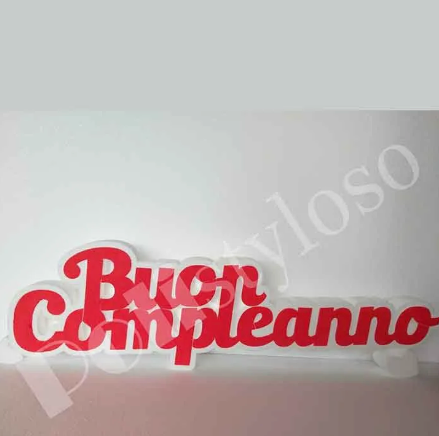 Buon Compleanno in corsivo contenitore