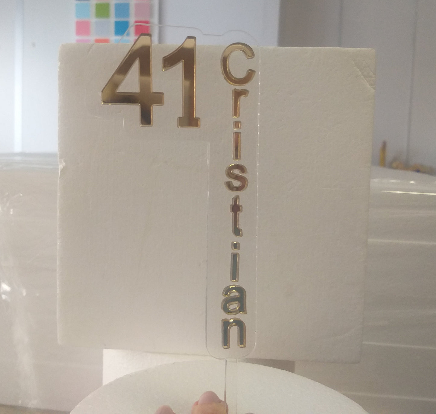 Cake topper personalizzato in doppio vetro