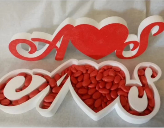 Iniziali sposi con cuore o fedi portaconfetti